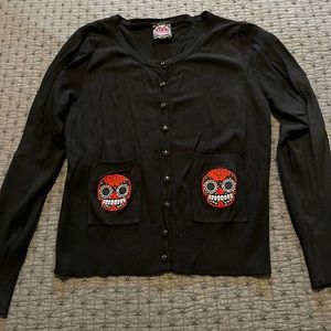 Black Sugar Skull Cardigan size large